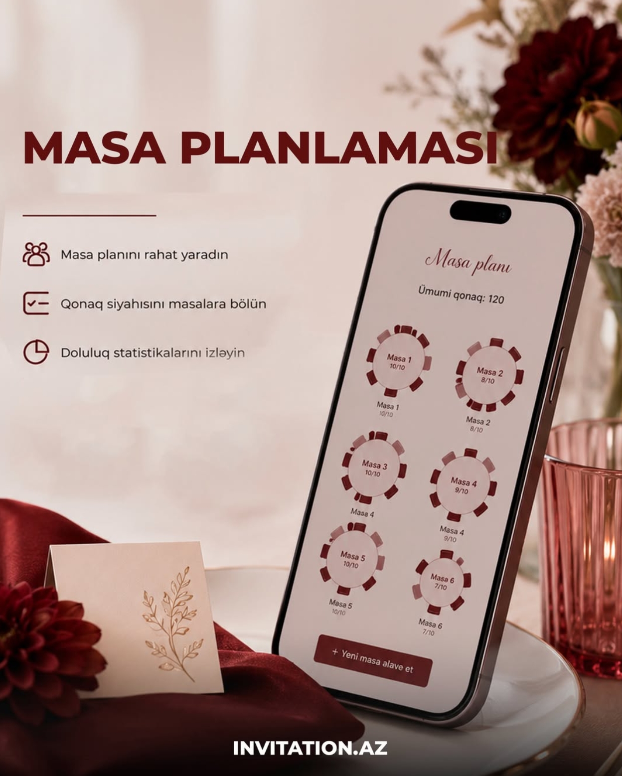 Qonaqlarınızı masalara bölmək heç vaxt bu qədər rahat olmayıb.